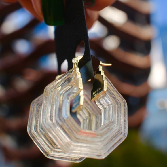 WowNYC Jewelry - New luxury Gold Hoops Clear Acrylic earrings